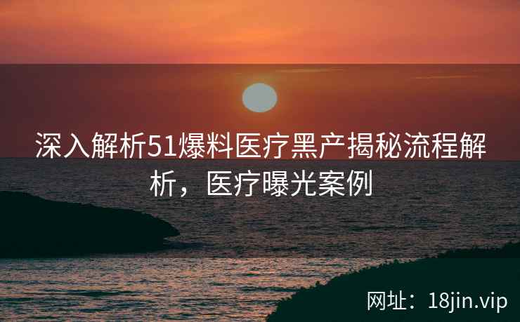 深入解析51爆料医疗黑产揭秘流程解析，医疗曝光案例